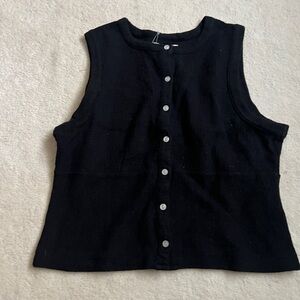 Madewell Black Sleeveless Button-Front Knit Shell
